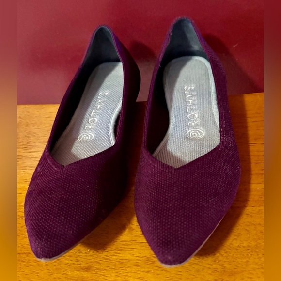 Rothy’s Aubergine Purple Merino The Point Flats Slip On shoes women size 8.5 - Picture 5 of 8